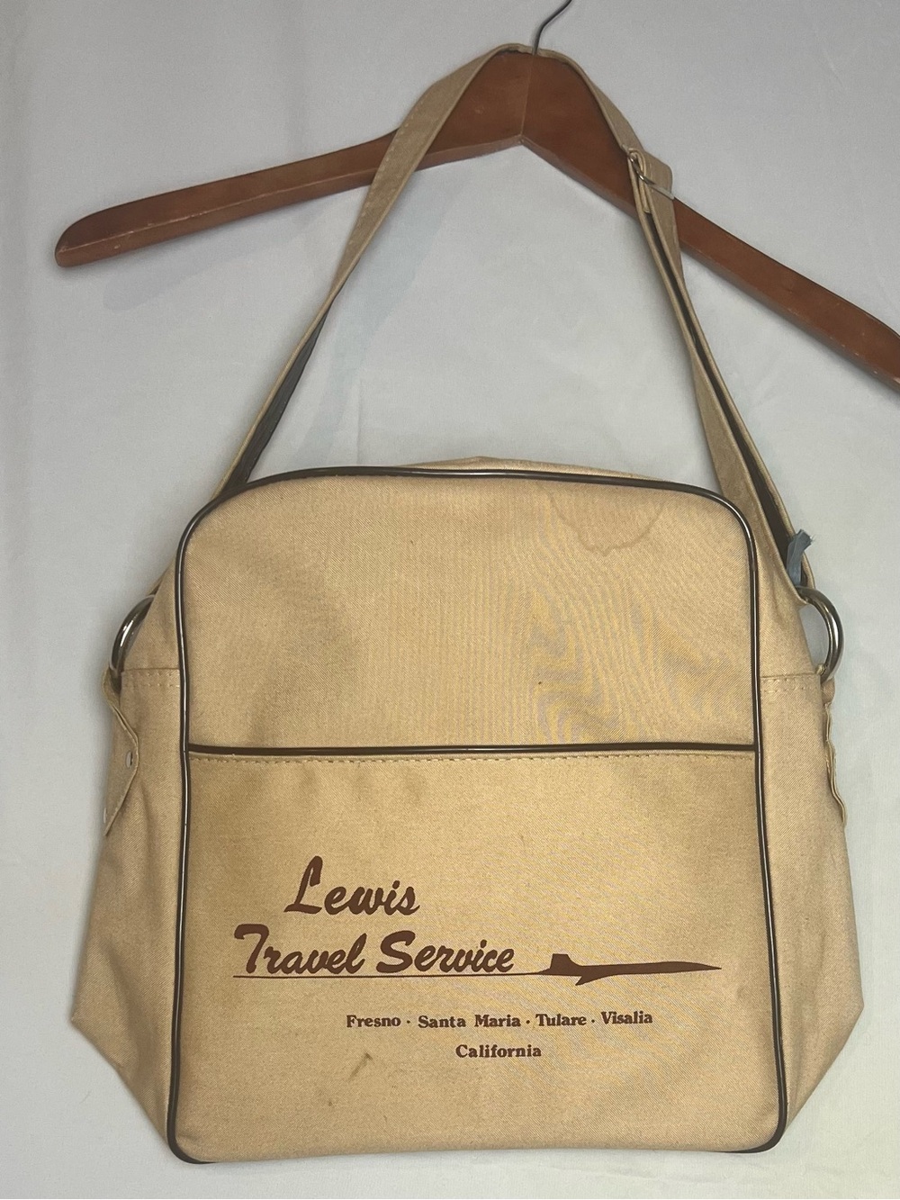 Vintage Lewis Travel Service Canvas Messenger Bag Retro California